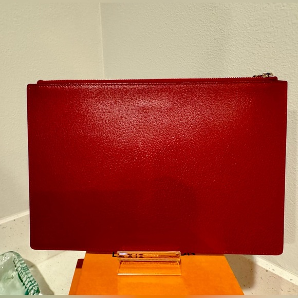 Gucci Beige/Red GG Supreme Canvas And Leather Large Tian Zip Pouch - Picture 4 of 11